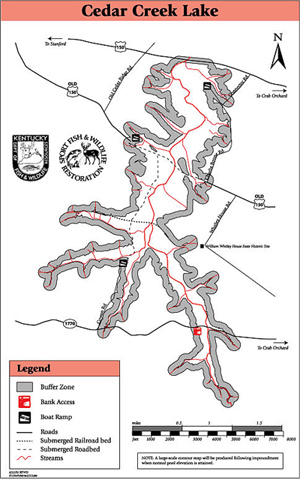 Map of Cedar Creek State Park Map courtesy of KDFWL 