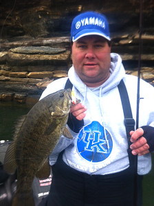 Dustin Rose holding a smallmouth caught on Lake Cumberland. (Photo submitted)