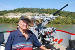 Claude Erwin, a World War II Army Veteran, and one of the many that stormed the beaches of Normandy June 6, 1944. Erwin is pictured here during a tour of the USS LST 325 in Ashland, Ky.  (Photo by Chris Erwin)