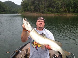 Shan Horsley displays another good muskie caught in the last week from Cave Run Lake. (photo submitted)