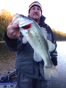 Jason Carmichael holding a bass caught on Laurel River Lake Dec. 14 (photo submitted)