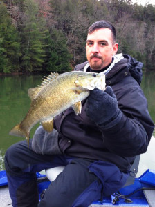 Frank Batten holding a smallmouth caught on Laurel River Lake Dec. 7 (photo submitted)