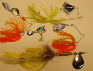 An assortment of spinnerbaits, all used for different fishing conditions. (Photo by Chris Erwin)  