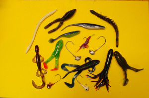 A collection of typical soft plastic baits photo by Chris Erwin 