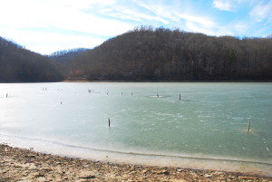 Cave Run Lake frozen from bank to bank near where the Northfork of the Licking River feeds the lake. (Photo by Chris Erwin) 