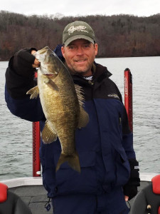 Scott Doan holding a 4.3lb smallmouth caught on Jan 3 using a shakey-head jig. (Photo submitted)